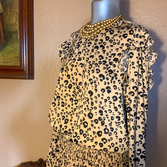 NWOT Scotch & Soda Magical Altitudes Leopard Print Ruffle Midi Dress.  Sz S - Picture 5 of 5